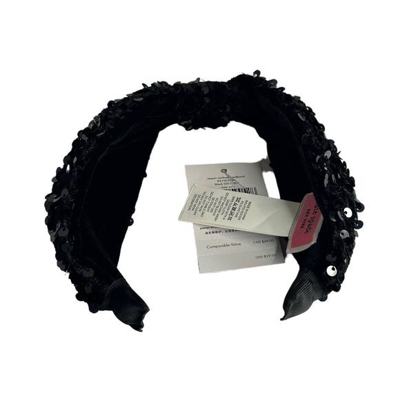 Kate Spade Black Sequin Sinched Headband Perfect for a Night out Party main image 5